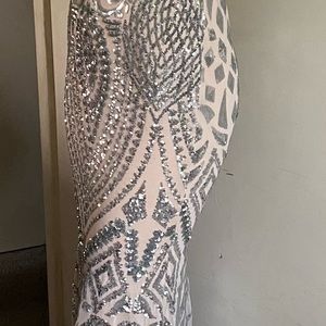 Silver sequin gown